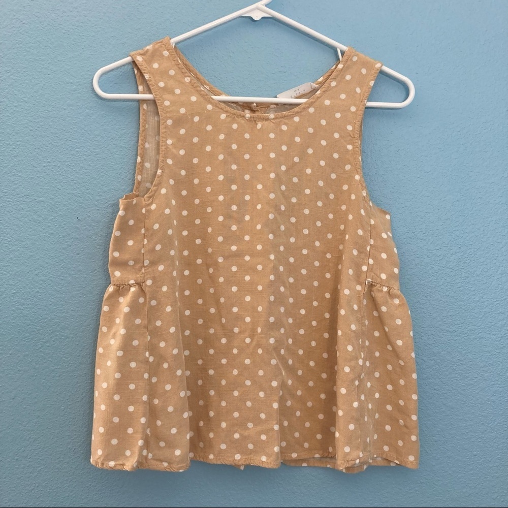 Elodie Summer Tank Blouse - Cream/Tan - Size Small
